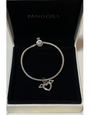 Charm colgante de corazón y alas de ángel Plata925
