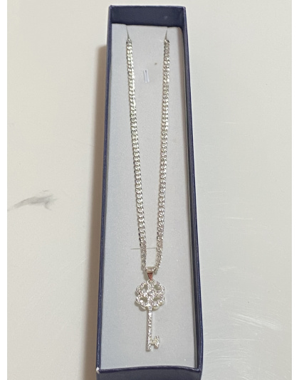 Dije de llave con flor adiamantado Plata925