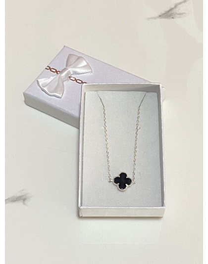 Pulsera delgada con dije van cleef color negro Plata925