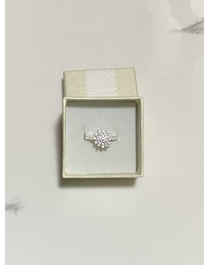 Anillo de girasol con perlas blancas Talla 7 Plata925