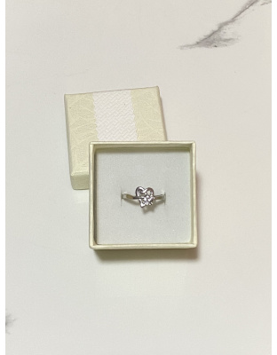 Anillo con corazón y flor Talla 6 Plata925