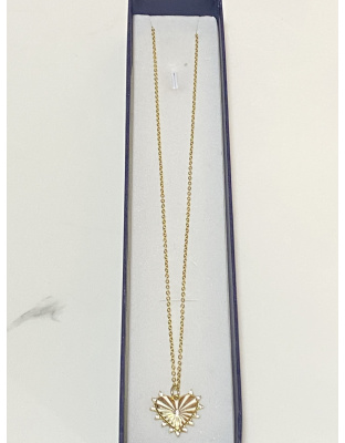 Cadena con dije de corazón blanco 50cm Plata dorada 925