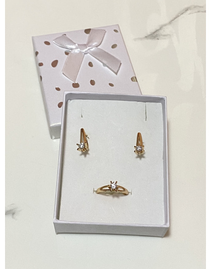 Juego de aretes y anillo con diamante blanco Xuping