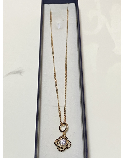 Dije con diseño de flor con diamantes color negro y blanco Xuping